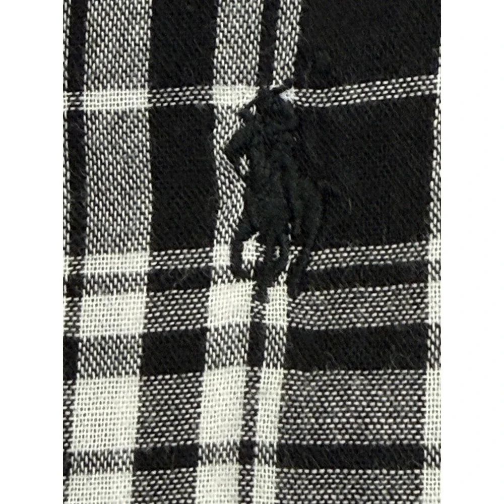 Polo Ralph Lauren Long Sleeve Button Down Flannel Black/White Plaid Shirt Small